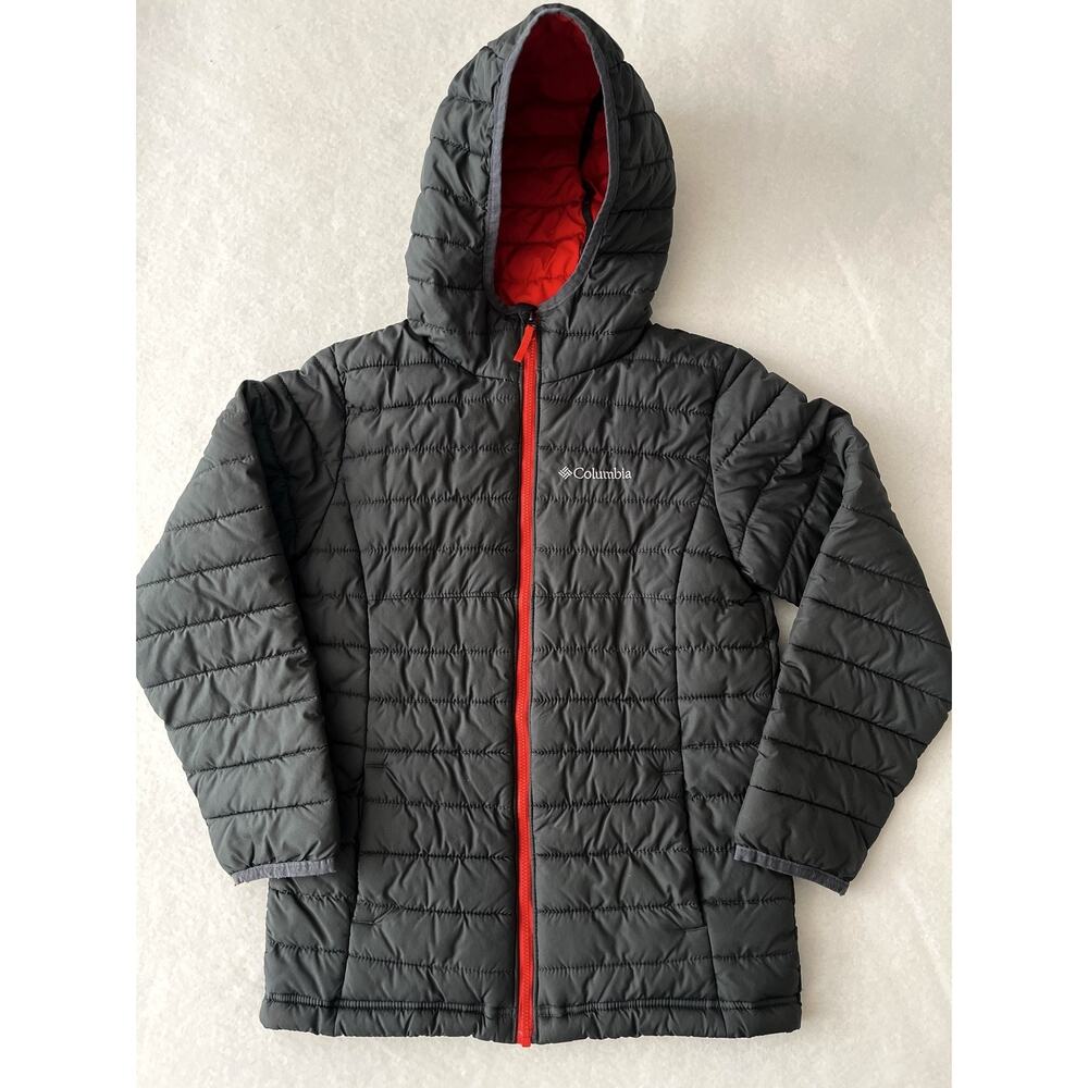 Columbia Jacket Youth 10/12 Gray Omni-Heat Hooded Puffer Insulated Winter